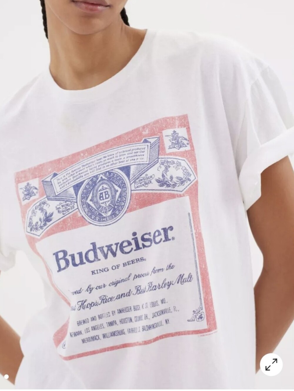 Budweiser White Graphic LogoTee for Women